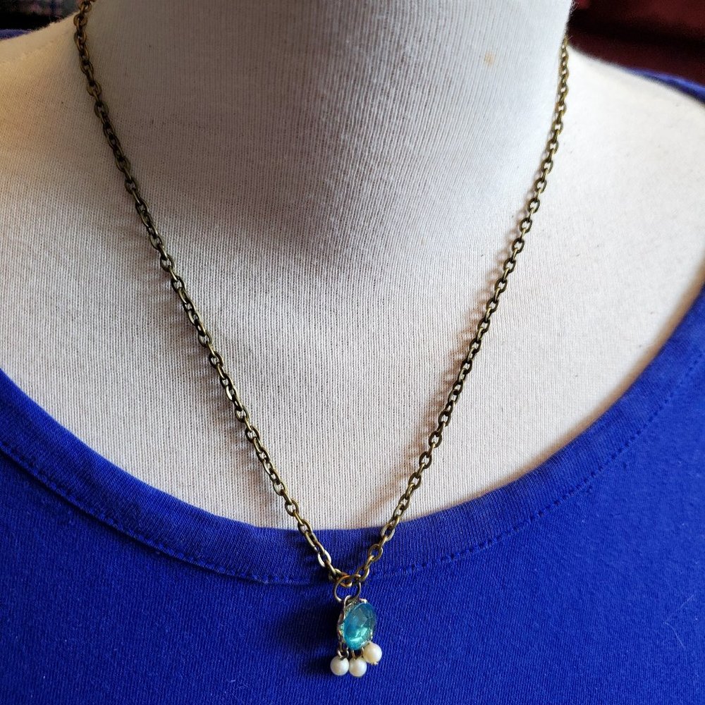16" Bronze Chain Small Round Bead Pendant Necklace